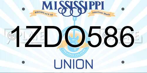 1ZDO586 Mississippi License Plate