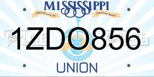 1ZDO856 Mississippi License Plate