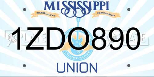 1ZDO890 Mississippi License Plate