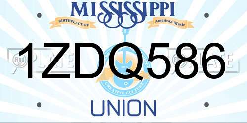 1ZDQ586 Mississippi License Plate