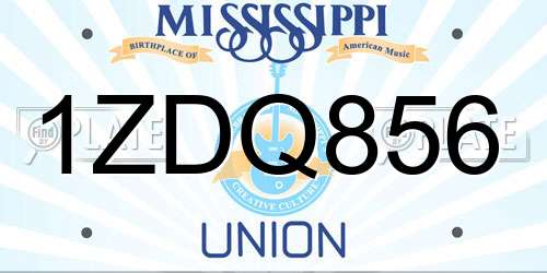 1ZDQ856 Mississippi License Plate