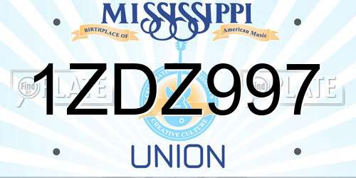 1ZDZ997 Mississippi License Plate