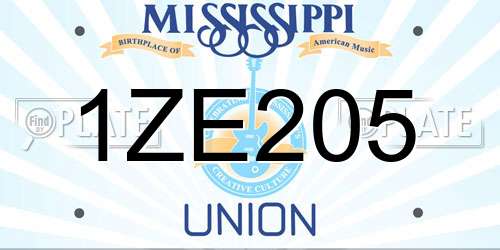 1ZE205 Mississippi License Plate