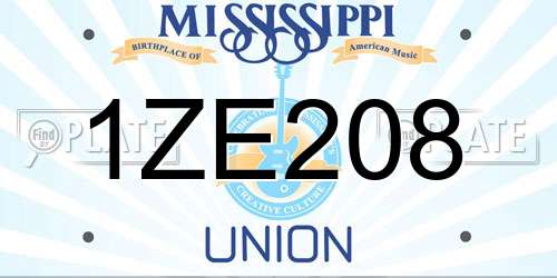 1ZE208 Mississippi License Plate