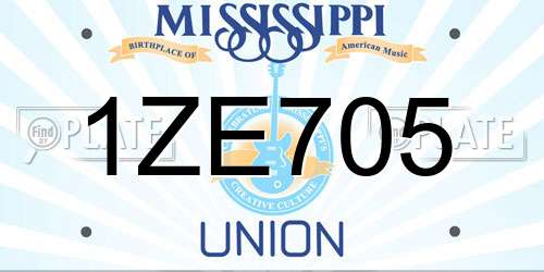 1ZE705 Mississippi License Plate