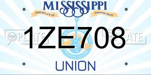 1ZE708 Mississippi License Plate