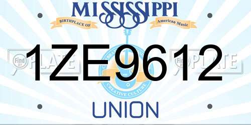 1ZE9612 Mississippi License Plate