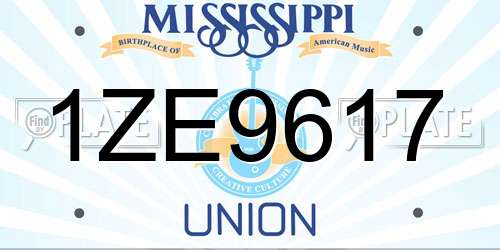 1ZE9617 Mississippi License Plate