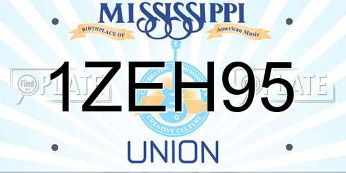 1ZEH95 Mississippi License Plate