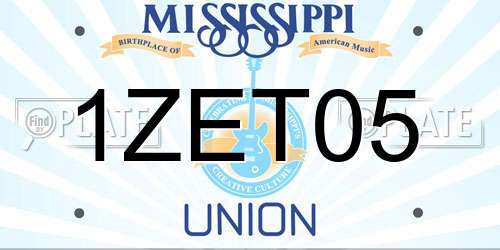 1ZET05 Mississippi License Plate