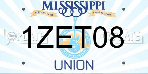 1ZET08 Mississippi License Plate