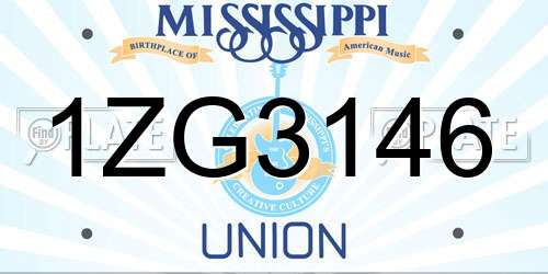 1ZG3146 Mississippi License Plate