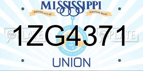 1ZG4371 Mississippi License Plate