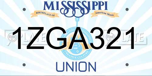 1ZGA321 Mississippi License Plate