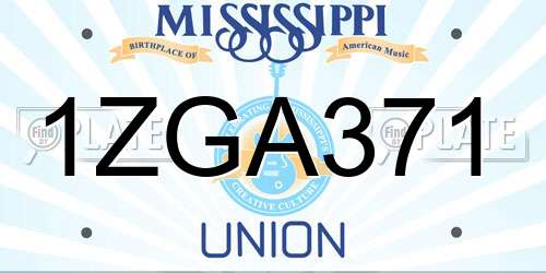 1ZGA371 Mississippi License Plate