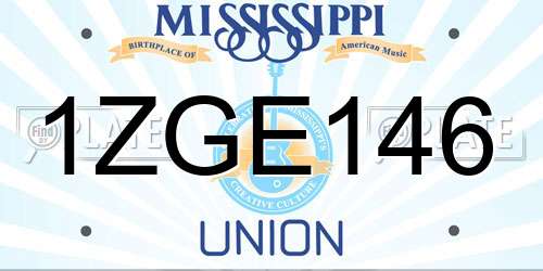 1ZGE146 Mississippi License Plate