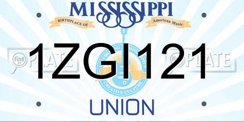 1ZGI121 Mississippi License Plate