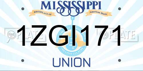 1ZGI171 Mississippi License Plate