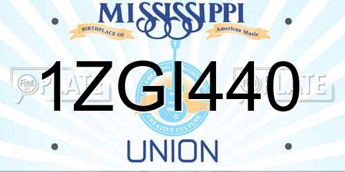 1ZGI440 Mississippi License Plate