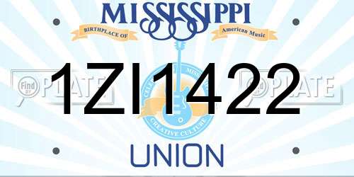 1ZI1422 Mississippi License Plate