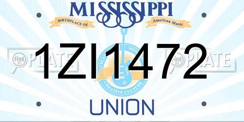 1ZI1472 Mississippi License Plate