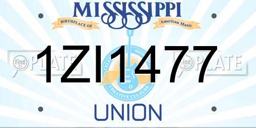 1ZI1477 Mississippi License Plate