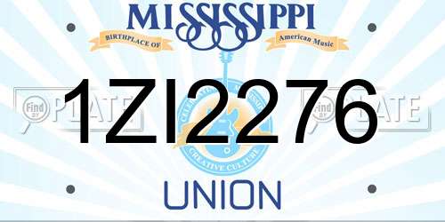 1ZI2276 Mississippi License Plate