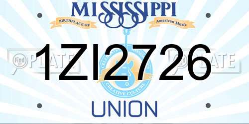 1ZI2726 Mississippi License Plate