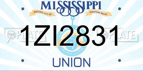 1ZI2831 Mississippi License Plate