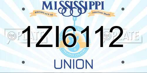 1ZI6112 Mississippi License Plate