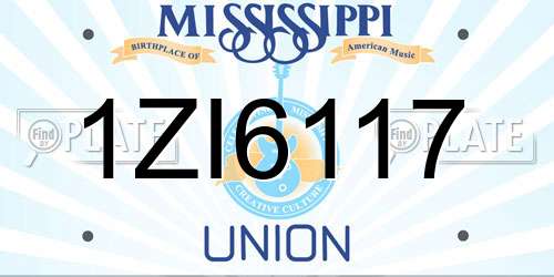 1ZI6117 Mississippi License Plate