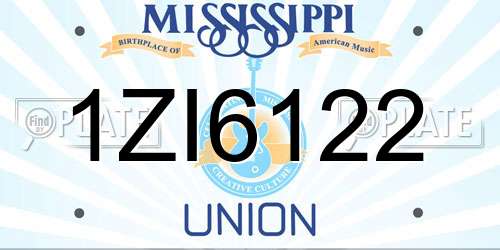 1ZI6122 Mississippi License Plate