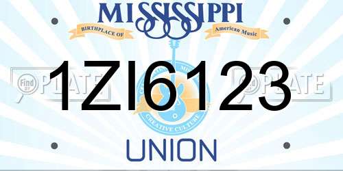 1ZI6123 Mississippi License Plate