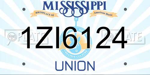 1ZI6124 Mississippi License Plate