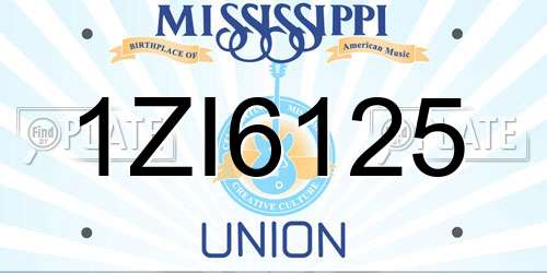 1ZI6125 Mississippi License Plate