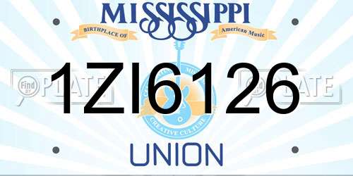 1ZI6126 Mississippi License Plate