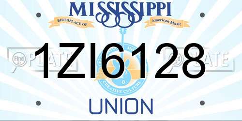 1ZI6128 Mississippi License Plate