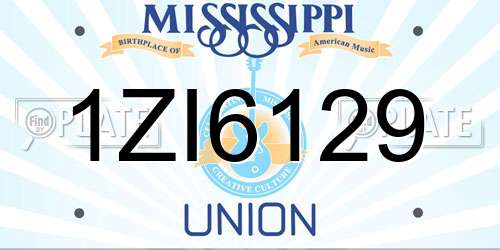1ZI6129 Mississippi License Plate