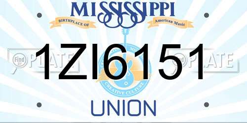 1ZI6151 Mississippi License Plate