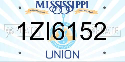 1ZI6152 Mississippi License Plate