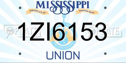 1ZI6153 Mississippi License Plate