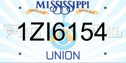 1ZI6154 Mississippi License Plate