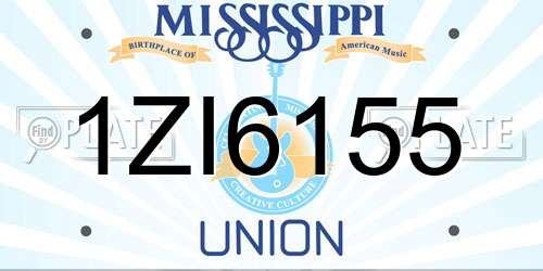 1ZI6155 Mississippi License Plate