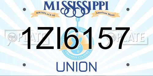 1ZI6157 Mississippi License Plate