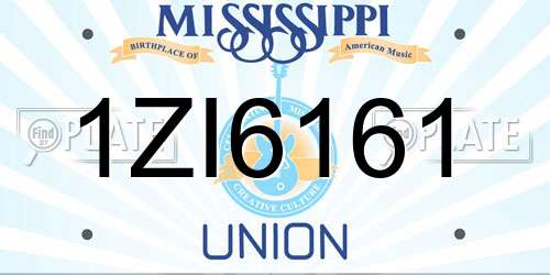 1ZI6161 Mississippi License Plate