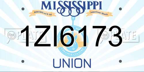 1ZI6173 Mississippi License Plate