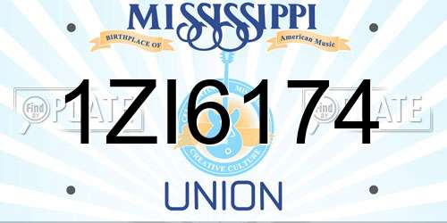 1ZI6174 Mississippi License Plate
