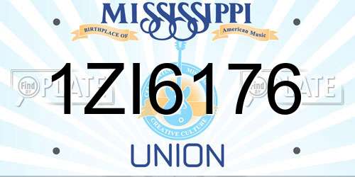 1ZI6176 Mississippi License Plate