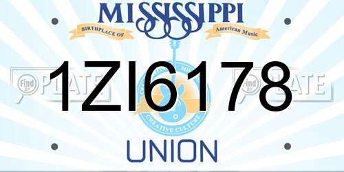 1ZI6178 Mississippi License Plate