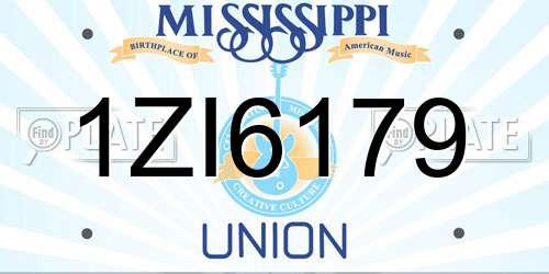 1ZI6179 Mississippi License Plate
